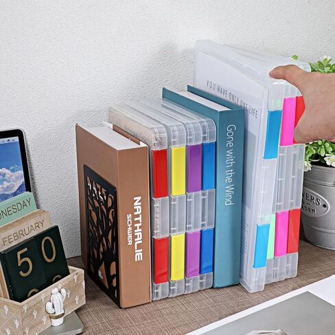 12 حزمة من حاويات تخزين الألعاب اللوحية، صندوق ملفات A4 A5 شفاف مع ملصقات متعددة الألوان، صندوق تخزين بلاستيكي للوثائق، منظم لوازم فنية للمكتب والمنزل واللوازم المدرسية (حجمان) in Kuwait