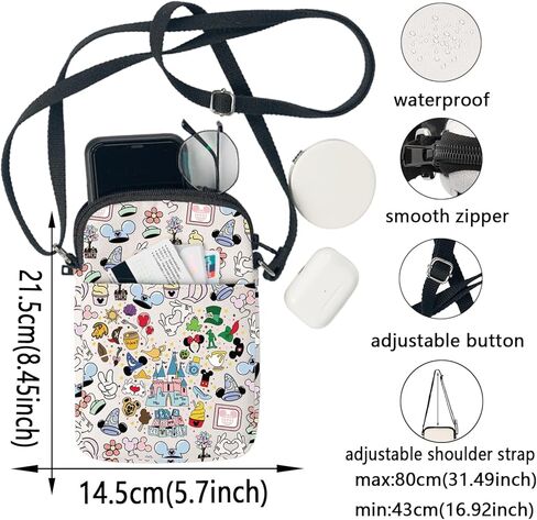 KEYCHIN Enchanted Kingdom Crossbody Bag Mouse Family Trip Gifts It’s A Small World Shoulder Bag Magic Castle Gifts in Saudi Arabia