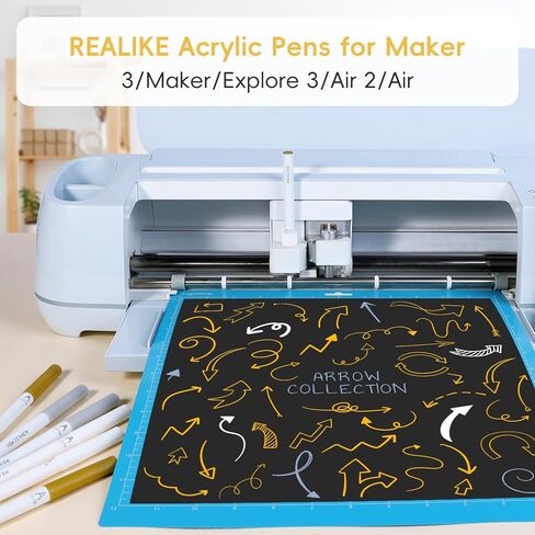 أقلام طلاء أكريليك REALIKE لصانع Cricut 4/ صانع 3/صانع/استكشاف 4/3/Air 2/Air، أقلام طلاء أكريليك بيضاء وذهبية وفضية للصخور والورق والخشب والقماش والزجاج والسيراميك والنسيج (1.0 و2.0 نصيحة) in Kuwait