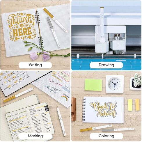 أقلام طلاء أكريليك REALIKE لصانع Cricut 4/ صانع 3/صانع/استكشاف 4/3/Air 2/Air، أقلام طلاء أكريليك بيضاء وذهبية وفضية للصخور والورق والخشب والقماش والزجاج والسيراميك والنسيج (1.0 و2.0 نصيحة) in Kuwait
