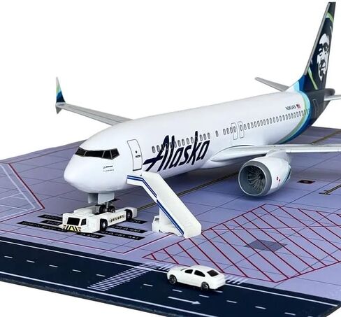 1/150 Scale B737 Model Airplane 18 Inches Long B737 Aircraft with LED Lights and Airport Scene Accessories Ideal Display and Gift in Saudi Arabia