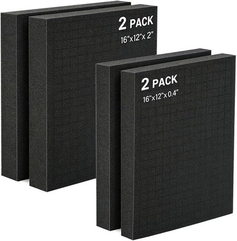 4 Pack Gun Case Foam Inserts, Pick And Pluck Foam Sheets 16x12x2 & 16x12x0.4 Inches, Closed Cell Polyurethane Padding for Gun Case Toolbox Storage And Organizers in Saudi Arabia