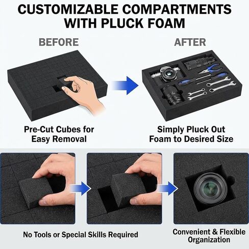 4 Pack Gun Case Foam Inserts, Pick And Pluck Foam Sheets 16x12x2 & 16x12x0.4 Inches, Closed Cell Polyurethane Padding for Gun Case Toolbox Storage And Organizers in Saudi Arabia
