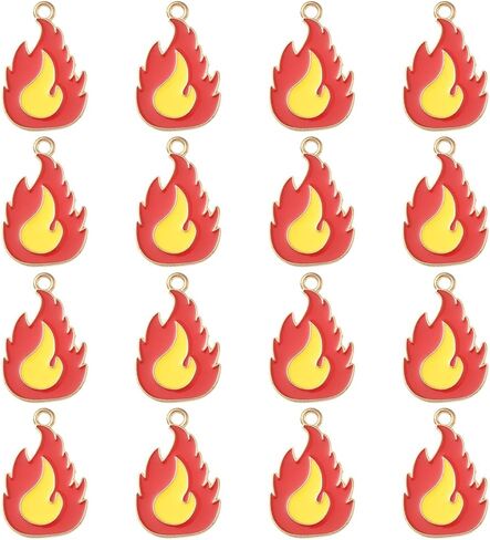 SUNNYCLUE 1 Box 24Pcs Fire Flame Charm Firefighter Charms Bulk Gold Metal Alloy Enamel Firefighting Fireman Themed Mini Pendants for Jewelry Making Necklace Bracelet Earring DIY Craft Accessories in Kuwait