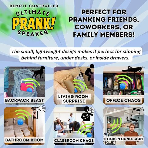 Remote Controlled Sound Prank - Farts, Burps, Screaming Goat, Air Horn, Phone Ringtone, Crickets, Baby Crying, Cat, Dog - 26 Different Realistic Sounds - Wireless in Saudi Arabia