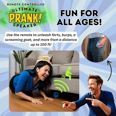 Remote Controlled Sound Prank - Farts, Burps, Screaming Goat, Air Horn, Phone Ringtone, Crickets, Baby Crying, Cat, Dog - 26 Different Realistic Sounds - Wireless in Saudi Arabia