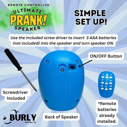 Remote Controlled Sound Prank - Farts, Burps, Screaming Goat, Air Horn, Phone Ringtone, Crickets, Baby Crying, Cat, Dog - 26 Different Realistic Sounds - Wireless in Saudi Arabia