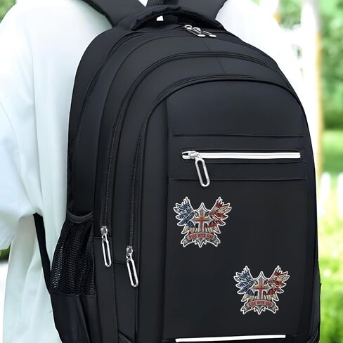 Patriotic Cross Wings Embroidered Patch 3 Pack, 2.5 Inch Christian Biker Style Iron On Sew On Applique, USA Faith Eagle Wing Patch for Jacket, Vest, Backpack in Saudi Arabia