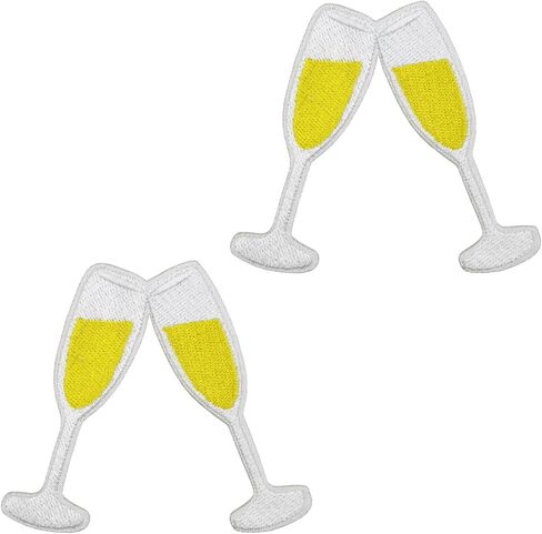 3'' Champagne Toast Summer Vacation Icons Embroidered Iron on Patches in Kuwait