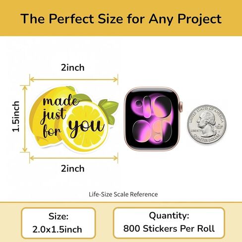 800 Pcs Lemonade Stand Stickers, 2"*1.5"“Made Just for You" Lemon Labels, Summer Cute Stickers for Cups, Packaging, Happy Mail, Party Supplies Decorations,Cute Lemon Labels for Kids Business in Saudi Arabia