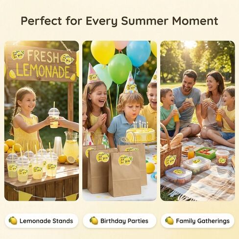 800 Pcs Lemonade Stand Stickers, 2"*1.5"“Made Just for You" Lemon Labels, Summer Cute Stickers for Cups, Packaging, Happy Mail, Party Supplies Decorations,Cute Lemon Labels for Kids Business in Saudi Arabia