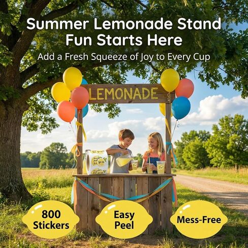 800 Pcs Lemonade Stand Stickers, 2"*1.5"“Made Just for You" Lemon Labels, Summer Cute Stickers for Cups, Packaging, Happy Mail, Party Supplies Decorations,Cute Lemon Labels for Kids Business in Saudi Arabia