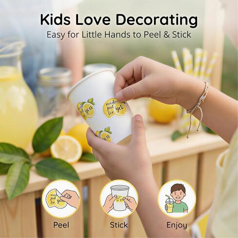 800 Pcs Lemonade Stand Stickers, 2"*1.5"“Made Just for You" Lemon Labels, Summer Cute Stickers for Cups, Packaging, Happy Mail, Party Supplies Decorations,Cute Lemon Labels for Kids Business in Saudi Arabia