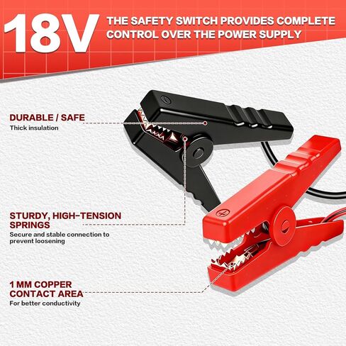 Jumper Cables Adapter Compatible with Ryobi 18V Battery, 12AWG 3.3FT Pure Copper Portable Ryobi Jump Starter with Safety Switch, Automotive Battery Booster Cable for Cars (for Ryobi) in Saudi Arabia