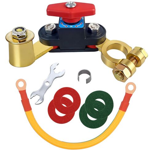 4Pcs Car Battery Power Cut-Off Switch Breaker with Washers & Extension Lines, Pure Copper Stable Transmission High Conductivity 12v-24v Switch for Car Truck Boat Rv Supplies in Kuwait