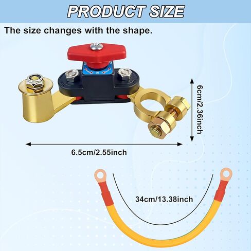 4Pcs Car Battery Power Cut-Off Switch Breaker with Washers & Extension Lines, Pure Copper Stable Transmission High Conductivity 12v-24v Switch for Car Truck Boat Rv Supplies in Kuwait