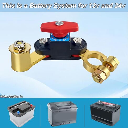 4Pcs Car Battery Power Cut-Off Switch Breaker with Washers & Extension Lines, Pure Copper Stable Transmission High Conductivity 12v-24v Switch for Car Truck Boat Rv Supplies in Kuwait