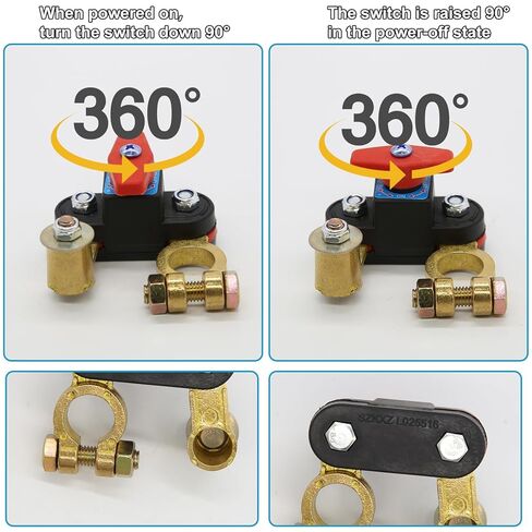 4Pcs Car Battery Power Cut-Off Switch Breaker with Washers & Extension Lines, Pure Copper Stable Transmission High Conductivity 12v-24v Switch for Car Truck Boat Rv Supplies in Kuwait