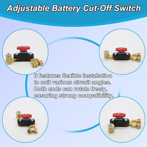 4Pcs Car Battery Power Cut-Off Switch Breaker with Washers & Extension Lines, Pure Copper Stable Transmission High Conductivity 12v-24v Switch for Car Truck Boat Rv Supplies in Kuwait