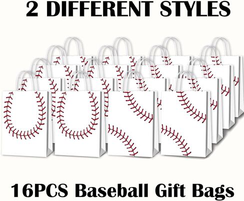 BQK 16pcs Baseball Snack Bags For Kids with Handles Baseball Goodie Bags Favors Baseball Treat Bags Baseball Gift Bags Baseball Theme Party Supplies Baseball Birthday Party Supplies in Saudi Arabia