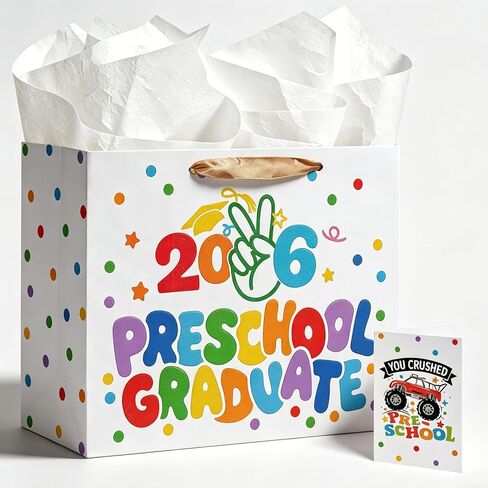 TOTEUSVIA 13" Large Graduation Gift Bag, Blue Gold Congratulations Gift Bags for Class 2026 with Tissue Paper and Greeting Card in Kuwait
