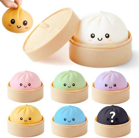1PCS Dumpling Stress Ball for Kids and Adults, Random Colors Squishy Toys, Slow Rising Squishy Dough Sensory Ball with Steamer, Soft Dumpling Fidget Toys, Sensory Squeeze Bun Party Favors in Saudi Arabia