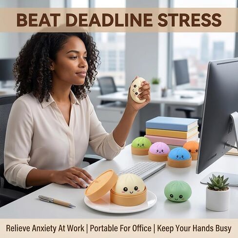 1PCS Dumpling Stress Ball for Kids and Adults, Random Colors Squishy Toys, Slow Rising Squishy Dough Sensory Ball with Steamer, Soft Dumpling Fidget Toys, Sensory Squeeze Bun Party Favors in Saudi Arabia