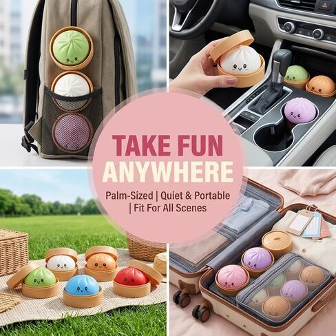 1PCS Dumpling Stress Ball for Kids and Adults, Random Colors Squishy Toys, Slow Rising Squishy Dough Sensory Ball with Steamer, Soft Dumpling Fidget Toys, Sensory Squeeze Bun Party Favors in Saudi Arabia