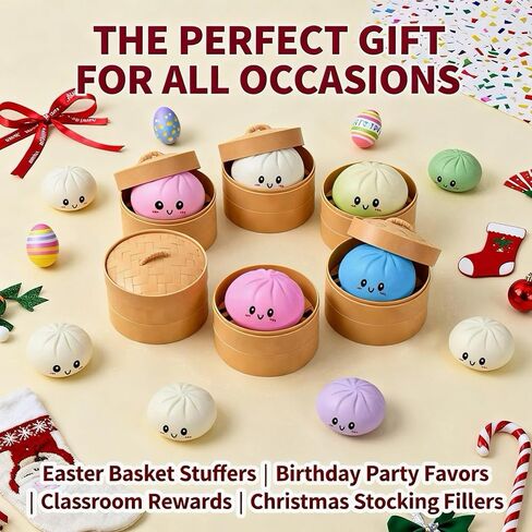 1PCS Dumpling Stress Ball for Kids and Adults, Random Colors Squishy Toys, Slow Rising Squishy Dough Sensory Ball with Steamer, Soft Dumpling Fidget Toys, Sensory Squeeze Bun Party Favors in Saudi Arabia