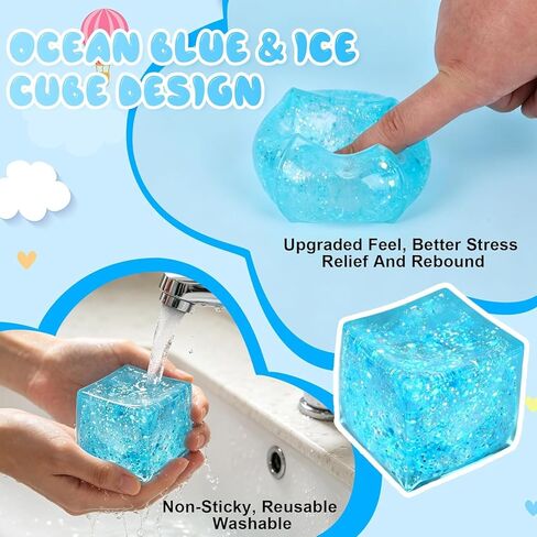 Sensory Squeeze Cube for Adults | Slow Rebound Soft Ice Cube Ball | Tactile Relaxation Toy High Density in Kuwait