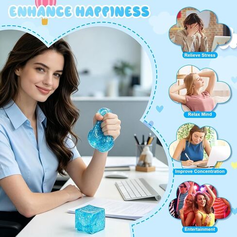 Sensory Squeeze Cube for Adults | Slow Rebound Soft Ice Cube Ball | Tactile Relaxation Toy High Density in Kuwait