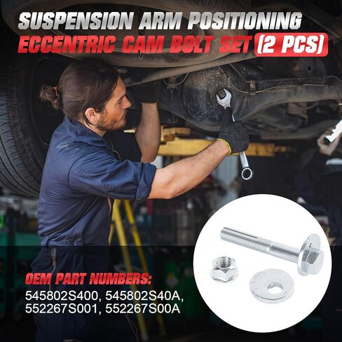 Lower Suspension Arm Alignment Camber Bolts OE Number: 545802S400 545802S40A, Adjustment Eccentric Cam Bolt Compatible for 2004-2015 Nissan Armada 5.6L & 2005-2012 Nissan Pathfinder 4.0L etc. (2 Pcs) in Saudi Arabia