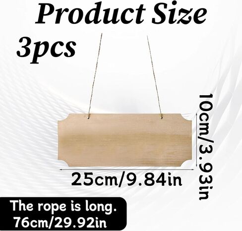 3 Pack Blank Wood Sign for Craft, Unfinished Hanging Wood Sign with Hole Blank Rectangle Hanging Wooden Plaque Door Wall Art Decoration for Painting Writing DIY Home Crafts in Kuwait