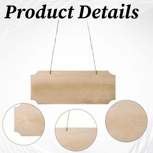 3 Pack Blank Wood Sign for Craft, Unfinished Hanging Wood Sign with Hole Blank Rectangle Hanging Wooden Plaque Door Wall Art Decoration for Painting Writing DIY Home Crafts in Kuwait