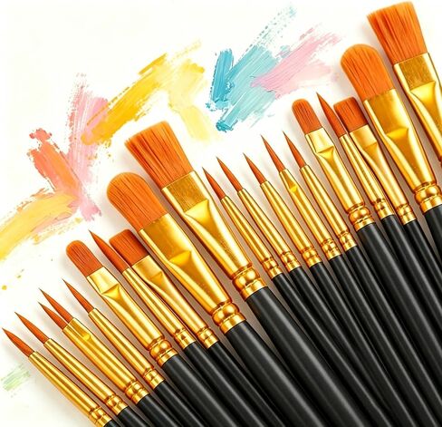 20 Pieces Artist Paint Brushes Set for Acrylic Oil Watercolor Fine Detail Painting Face Nail Body Art Miniature Detailing Rock Painting(Black) in Kuwait