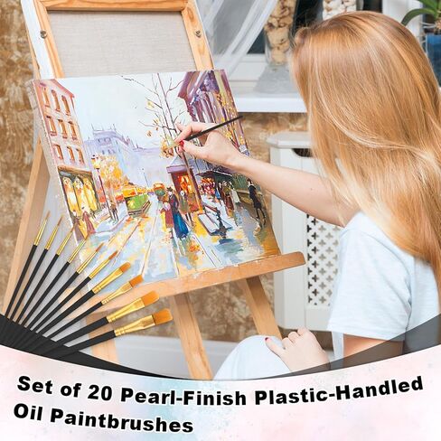 20 Pieces Artist Paint Brushes Set for Acrylic Oil Watercolor Fine Detail Painting Face Nail Body Art Miniature Detailing Rock Painting(Black) in Kuwait