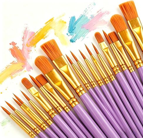20 Pieces Artist Paint Brushes Set for Acrylic Oil Watercolor Fine Detail Painting Face Nail Body Art Miniature Detailing Rock Painting(Black) in Kuwait