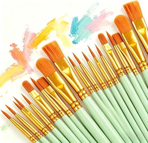 20 Pieces Artist Paint Brushes Set for Acrylic Oil Watercolor Fine Detail Painting Face Nail Body Art Miniature Detailing Rock Painting(Black) in Kuwait