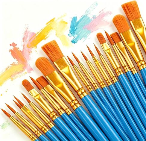 20 Pieces Artist Paint Brushes Set for Acrylic Oil Watercolor Fine Detail Painting Face Nail Body Art Miniature Detailing Rock Painting(Black) in Kuwait