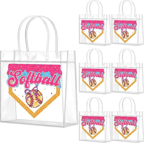 Wesnoy 20 Pcs Baseball Ice Cream Drip Goodie Bags with Handles Reusable Baseball Treat Bags for Candy Birthday Party Supplies 8 x 8 x 3.15'' in Kuwait