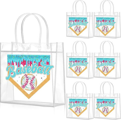 Wesnoy 20 Pcs Baseball Ice Cream Drip Goodie Bags with Handles Reusable Baseball Treat Bags for Candy Birthday Party Supplies 8 x 8 x 3.15'' in Kuwait