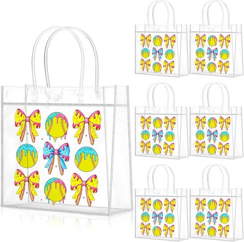 Wesnoy 20 Pcs Baseball Ice Cream Drip Goodie Bags with Handles Reusable Baseball Treat Bags for Candy Birthday Party Supplies 8 x 8 x 3.15'' in Kuwait