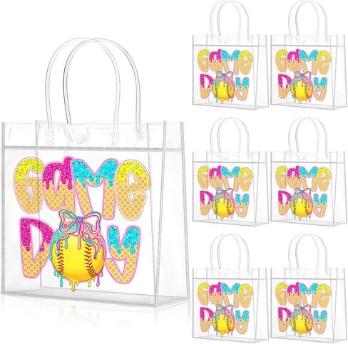 Wesnoy 20 Pcs Baseball Ice Cream Drip Goodie Bags with Handles Reusable Baseball Treat Bags for Candy Birthday Party Supplies 8 x 8 x 3.15'' in Kuwait
