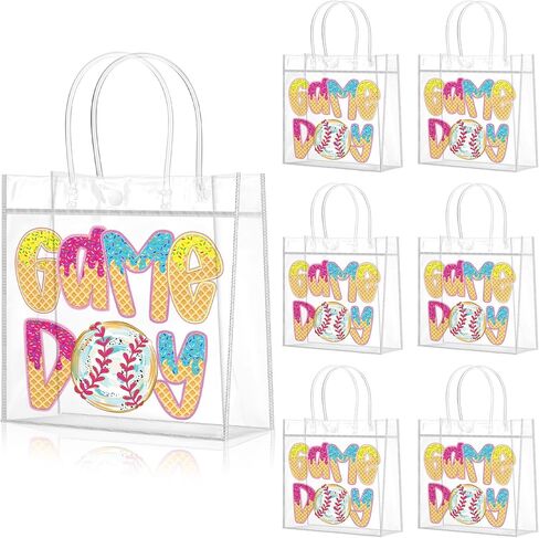 Wesnoy 20 Pcs Baseball Ice Cream Drip Goodie Bags with Handles Reusable Baseball Treat Bags for Candy Birthday Party Supplies 8 x 8 x 3.15'' in Kuwait
