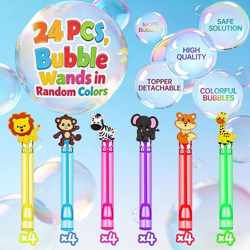 24-Pack Jungle Safari Themed Bubble Wands – Assorted Wild Animal Designs Party Favors, Goodie Bag Stuffers & Piñata Fillers for Jungle Birthday Parties, Safari Themed Celebrations & Carnival Prizes in Saudi Arabia