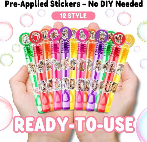 Floral Horse Party Favors for Kids – 24PCS Horse-Themed Mini Bubble Wands, Great for Birthday Supplies, Pinata Fillers, Goodie Bags & Classroom Rewards in Saudi Arabia