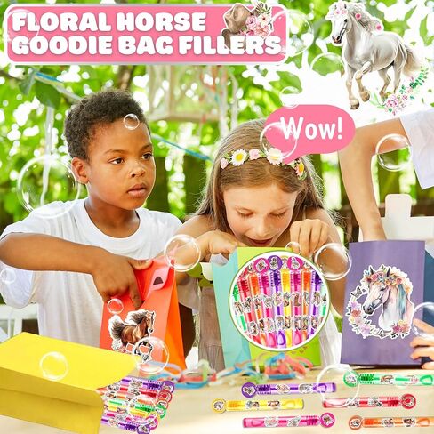 Floral Horse Party Favors for Kids – 24PCS Horse-Themed Mini Bubble Wands, Great for Birthday Supplies, Pinata Fillers, Goodie Bags & Classroom Rewards in Saudi Arabia
