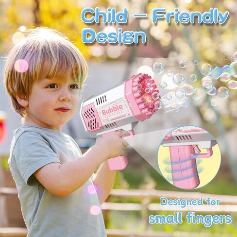 LUSJNGE 2 Bubble Gun with 2 Bottles Refill Solution for Kids, 40-Hole Light Up Bubble Machine for Toddlers 1-3, Pink Bubble Blaster Maker, Party Favors Toys for Boys Girls 4-8 Birthday Gifts in Saudi Arabia