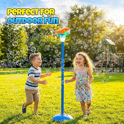 Standing Bubble Machine for Kids Outdoor, Whale Bubble Torch with Light Lamp Music, 47" Adjustable Height Automatic Bubble Blower Maker Fountain Tower, Stand Up Outside Bouncer Handheld Lanterns Toys in Saudi Arabia