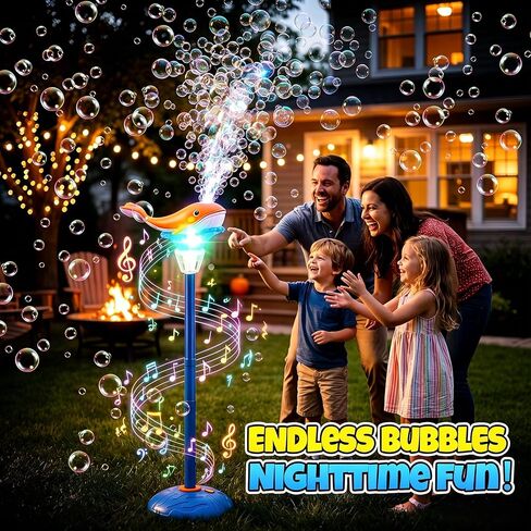 Standing Bubble Machine for Kids Outdoor, Whale Bubble Torch with Light Lamp Music, 47" Adjustable Height Automatic Bubble Blower Maker Fountain Tower, Stand Up Outside Bouncer Handheld Lanterns Toys in Saudi Arabia